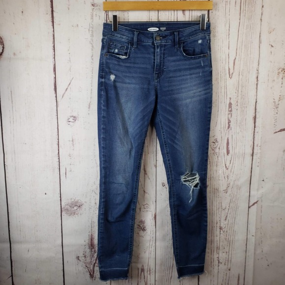 Old Navy Rockstar Skinny Jeans Womens Size 2 Distressed Denim Blue - Picture 2 of 9